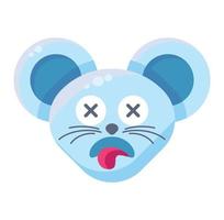 Mouse face dead emoticon sticker vector