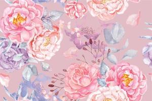 Rose seamless pattern with watercolor vector