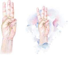 Hand symbol against dictatorship watercolor vector