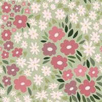 seamless pattern with abstract flowers and leaves. Vector background