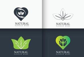 colección de diseño de logotipo natural en estilo minimalista vector