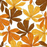 Autumn seamless pattern with chestnut leaves vector