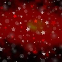 Dark Red, Yellow vector layout with circles, stars.