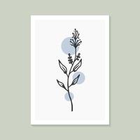 Botanical wall art design with abstract shape elegant vector