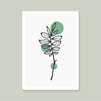 Botanical wall art design with abstract shape elegant vector