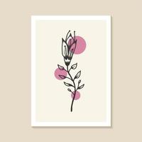 Botanical wall art design with abstract shape elegant vector