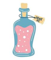 Magic potion. Bottle liquid potion magic elixir. vector