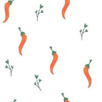 Seamless Pattern with Red Chili Pepper. vector