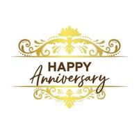 Happy Anniversary celebration with gold lettering on black background vector