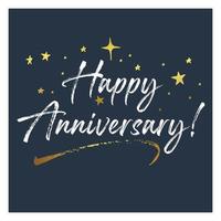 Happy Anniversary celebration with gold lettering on dark background vector