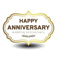 Happy Anniversary celebration with gold lettering on black background vector