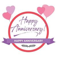 Happy Anniversary celebration with pink lettering on white background