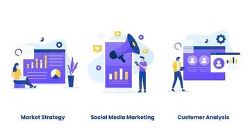 Digital marketing concept vector illustration set