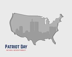 America Patriot Day Map Twin Tower Landscape vector