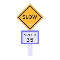 Slow Sign board vector