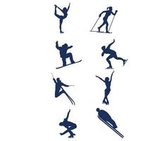conjuntos esquí deporte diseño 2020 juegos abstracto vector símbolos signos icono