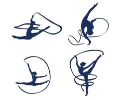 sets Rhythmic Gymnastics sport design games abstract vector symbol