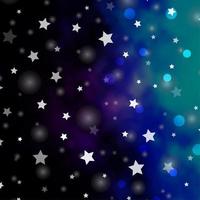 Dark Pink, Blue vector layout with circles, stars.