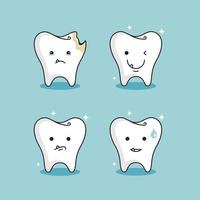 Healthy clinic cute tooth set vector