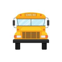 Ilustración vectorial de la vista frontal del autobús escolar aislado en el blanco vector