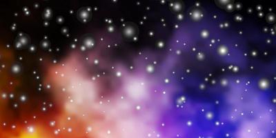 Dark Pink, Yellow vector background with small and big stars.