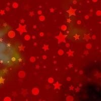 Light Red, Yellow vector background with circles, stars.