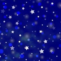 plantilla de vector azul claro con círculos, estrellas.