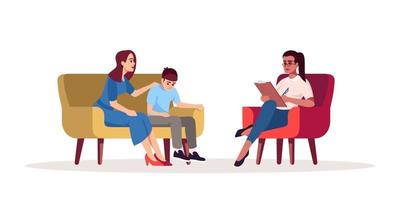 Family psychotherapy session semi flat RGB color vector illustration
