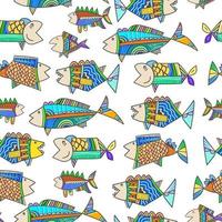 Cute childish tribal fish seamless pattern vector