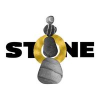 Stone t shirt print with gold foil vector