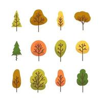 otoño, árbol, conjunto, iconos vector