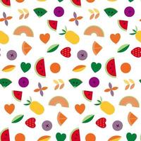 Fruit and leaves abstract vector seamless pattern.