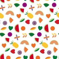 Fruit and leaves abstract vector seamless pattern.