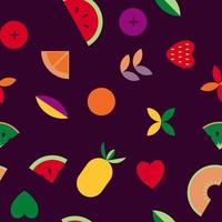 Fruit and leaves abstract vector seamless pattern.