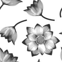 Seamless pattern with vector realistic lotus flowers