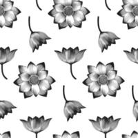 Seamless pattern with vector realistic lotus flowers