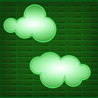 Set of isolated cloud with green neon effect illuminated editable vector