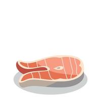 Piece of fresh red fish on white background - Vector