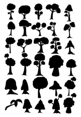 Seth black silhouettes of trees