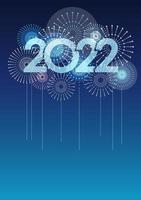 The Year 2022 Logo And Fireworks With Text Space On A Blue Background. vector