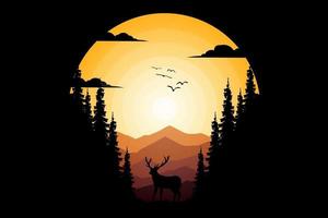T-shirt nature deer mountain pine beautiful sky