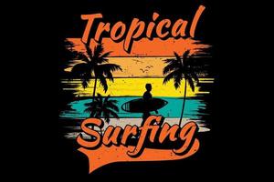 camiseta tropical surf pino playa vector