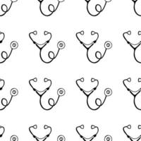 Seamless pattern made from hand drawn stethoscope vector