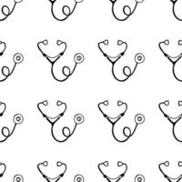 Seamless pattern made from hand drawn stethoscope vector