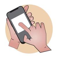 Hand Touching Smartphone Screen vector