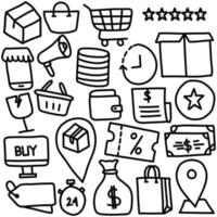 iconos de doodle de compras en línea vector