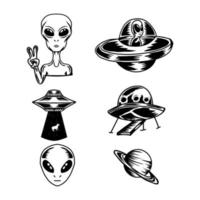 conjunto de icono alienígena vector