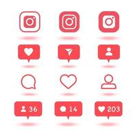 conjunto de icono de redes sociales inspirado en instagram. ilustración vectorial. vector