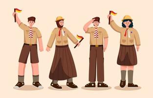 Character Set of Indonesian National Scouting Organization vector