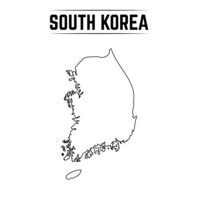 Outline Simple Map of South Korea